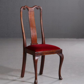 Antieke stoelen / Stel van 8 Engelse mahonie eetkamerstoelen ca. 1920 incl. nieuwe bekleding naar wens (No.711621)