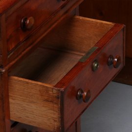 Engels mahoniehouten Victoriaans bureau ca 1870 met 8 laden in oude kleur (No.461530)