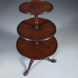 Stommeknecht in massief mahonie ca 1800 met 3 ronde plateau's wv 2 draaibaar (No.440520)