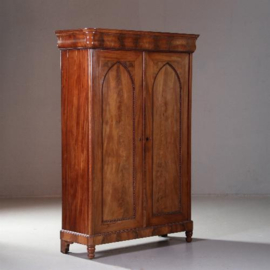 Antieke kasten / Hollandse Biedermeier tweedeurskast ca. 1830  in mahonie met bloemmahonie (No.840153)