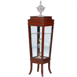 Elegante mahoniehouten Vitrinezuil met afsluitbaar deurtje  en inlegwerk (No.440530)#