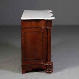 Antieke kasten / Orgelgebogen commode  mat wit marmer ca. 1870 zeer rijk uitgevoerd meubel (No.700961)