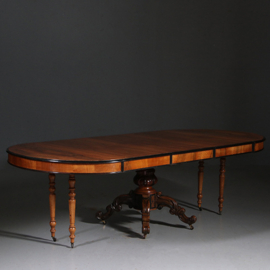 Lange eetkamertafel wortelnoten Willem III ca 1875 permanente lengte [No.212825)