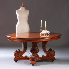 Ruim 5 m lange Willem III Eetkamertafel of vergadertafel ca 1870  te vergroten tot 22 personen (No.932630)