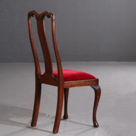 Antieke stoelen / Stel van 8 Engelse mahonie eetkamerstoelen ca. 1920 incl. nieuwe bekleding naar wens (No.711621)