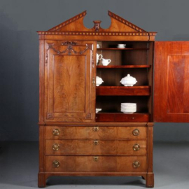 Antieke kast / Hollands blond bloemmahonie Louis Seize kabinet ca. 1795 (No.652657)