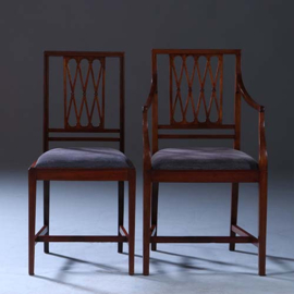 Stel van 8 antieke stoelen ca 1890 2 met armleuningen incl. herstoffering naar wens (No.231605)