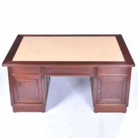 Antieke bureaus / Semi partnerbureau / partners desk / dubbel bureau in mahonie met 7 laden en 2 deuren (No.542911)