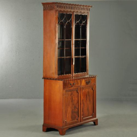 Antieke kast / Engelse boekenkast / servieskast in mahonie ca. 1920 op bracket feet (No.110566)
