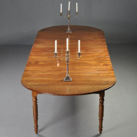 Antieke tafel / Franse ronde coulissentafel max 4.15 m. lang ca. 1890 in kastanjehout (No.292461)