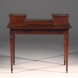 Antieke bureaus / Zeer elegant mahonie damesbureau ca. 1860 met leer en brons (No.892940)