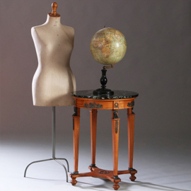 Kersenhouten Empire stijl bijzettafel met groen marmer Verde Alpi ca 1920 (No.211755)