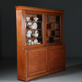Antieke kasten / Hollandse 4-deurs boekenkast / servieskast ca. 1840 eikenhout (No.882435)