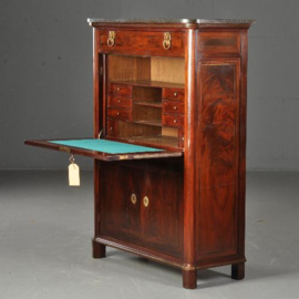 Antieke bureaus / kapitale klepsecretaire ca. 1845 bloemmahonie aan drie zijde (No.490149)