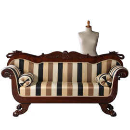 Antieke BAnken / Biedermeier sofa met gestoken zwanen ca. 1825 mahonie (No.881615)
