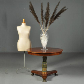 Antieke tafel / Kleine ronde mahonie empire eetkamertafel ca. 1820 deel gepolychromeerd  (No.472063)