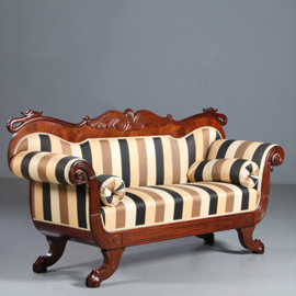 Antieke BAnken / Biedermeier sofa met gestoken zwanen ca. 1825 mahonie (No.881615)