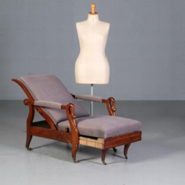 Antieke armstoelen / Relaxfauteuil Charles Dix ca. 1850 in verstelbare rugleuning en voetensteun (No.782320)