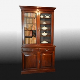 Antieke kast / Servieskast / Boekenkast in mahonie ca. 1890 Engeland met fraai oud glas (No.511204)