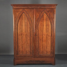 Antieke kast / Hollandse spitsboog Notariskast Gesigneerd:  T.J. Heydanus ca 1825 in mahonie (No.553288)