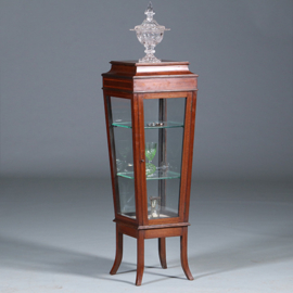 Elegante mahoniehouten Vitrinezuil met afsluitbaar deurtje  en inlegwerk (No.440530)#