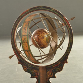 Antieke globes /  "Inspector Morse-globe / Mercurio d'Oro" in ronde gradenboog en dierenriem (No.123070)