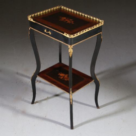 Antieke bijzettafels /  Etagère ca. 1900 in noten met ebben, mahonie  en brons (No.640858)