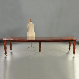 Antieke tafel / Lange rechthoekige  Engelse coulissentafel ca. 1880 mahonie  3,25 m. lang (No.182957)