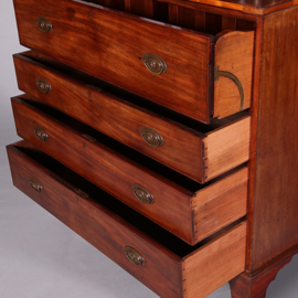 Strak mahonie Buro-bookcase boekenkast met schrijflade ca 1800 (No.450410)