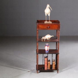 Antieke bijzettafels / Hollandse Willem III etagere 1870 met lade en bladmuziekvakken in palissander  (No.652652)