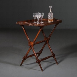 Antieke butlertray op inklapbaar onderstel ca. 1875 faux bois  (No.762415)