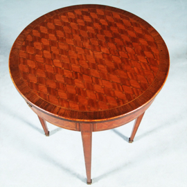 Ronde bijzettafel met lade en uitbundig ingelegd blad ca 1875 Frankrijk (No.281430)
