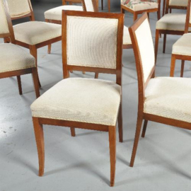 Antieke stoelen / stel van 14 strakke mahonie eetkamerstoelen stoelen ca. 1880 incl bekleding naar wens (No.411565)