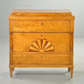 Antieke kast / Zonnige blonde commode met secretaire lade ca. 1900 (No.370555)