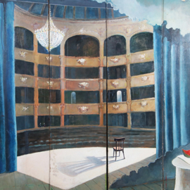 Rotterdamse geschiedenis Reusachtig Schilderij; Periact (6 delen-3 voorstellingen). Geschilderd in 1988 voor café-restaurant Floor in Rotterdam het theatercafé naast de nieuwe Rotterdamse Schouwburg. [No.491644)