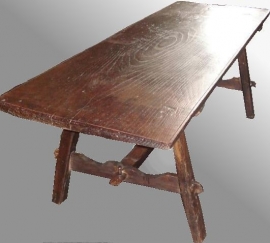 Antieke tafel / keukentafel met blad uit één breedte (No.84107)