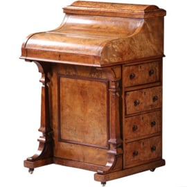 Blond wortelnoten Davenport secretaire met geheime Harlequin of pop-up postvakjes ca 1845 (No.982255)