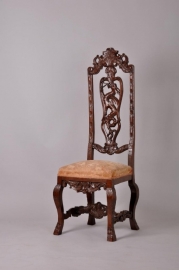 Antieke stoelen / Halstoel in neo-renaissance ca. 1870 met autentieke bekleding (No.463513)