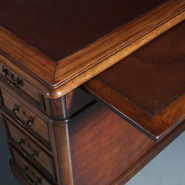 Doorleefd Frans mahonie partnerbureau  ca 1860 met 16 laden en twee uittrekbladen(No.960730)