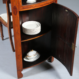 Kwart ronde of bow front hoekkast Engeland ca 1790 fraai ingelegd (No.283020HK)