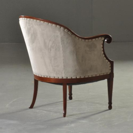 Antieke stoelen / Stel van 2 mahonie clubfauteuils ca. 1900 met muisgrijze velours  (No.181908)