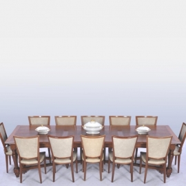 Antieke tafel / Lange stoere doorleefde tafel 3.20 m. 1890-1900 met zowel vergader- als keukenkwaliteiten (No.561201)