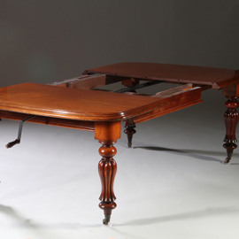 Engelse mahonie wind out table ca 1870 met slinger en twee bladen tot 2,40 m(No.951435)