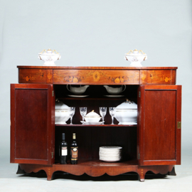 Half rond sideboard in mahonie met fantastische kwaliteit inlegwerk ca 1875 (No.281450)