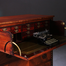 Commode laat Victoriaans met bureau en groen ingelegd leder schrijfblad ca 1890 (No.211110)