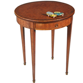 Ronde bijzettafel met lade en uitbundig ingelegd blad ca 1875 Frankrijk (No.281430)