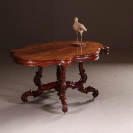 Antieke tafel / Grote Hollandse Spinpoottafel ca. 1860 massiefmahonie geschulpte rand. (No.541961)