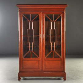 Antieke kast / Hollandse mahoniehouten boekenkast / servieskast ca. 1860 bijzonder fijne kwaliteit meubelmakerswerk (No.170354)