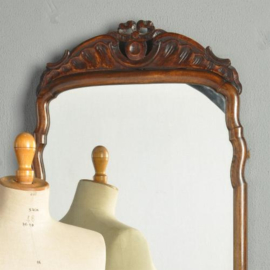 Antieke spiegels / Flink formaat essenhouten Soesterspiegel ca. 1890 met afneembare kroon(No.310822)