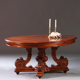 Ruim 5 m lange Willem III Eetkamertafel of vergadertafel ca 1870  te vergroten tot 22 personen (No.932630)